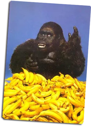 Gorilla Amidst Bananas PNG Image