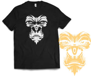 Gorilla Face T Shirt Design PNG Image