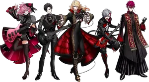 Gothic Anime Band Illustration PNG Image