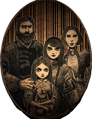 Gothic Family Portrait PNG Image