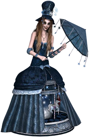 Gothic Fantasy Carousel Dress PNG Image