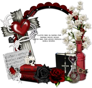 Gothic Love Frame Elements PNG Image