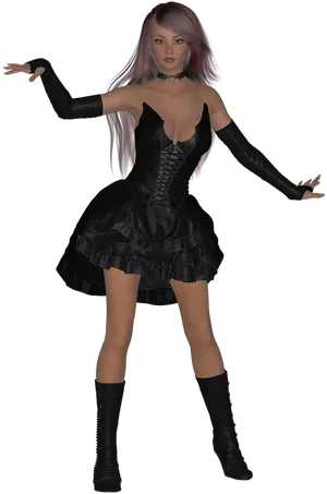 Gothic Style Female Character3 D Render PNG Image