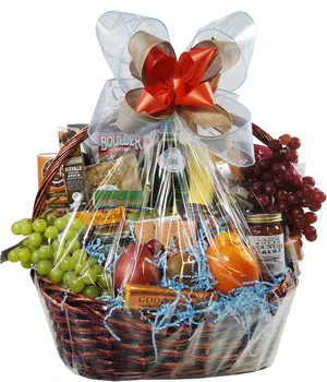 Gourmet Fruit Gift Basket PNG Image