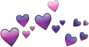 Gradient Hearts Black Background PNG Image