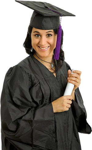 Graduate Student Holding Diploma PNG Image