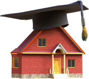 Graduation Cap House Concept PNG Image