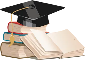 Graduation Capand Books PNG Image