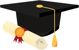 Graduation Capand Diploma Vector PNG Image