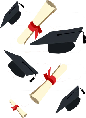 Graduation Capsand Diplomas Pattern PNG Image