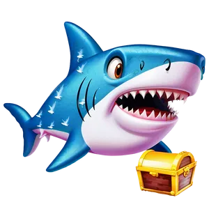 Grandpa Shark With Treasure Png 06282024 PNG Image