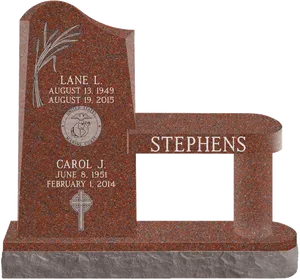 Granite Headstone Stephens Family PNG Image