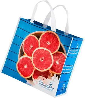 Grapefruit Printed Tote Bagon Blue Background PNG Image