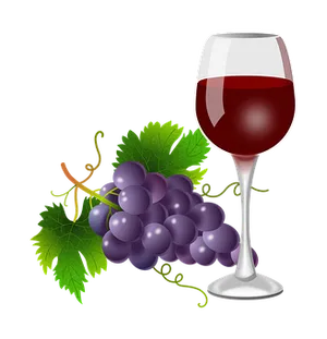 Grapesand Wine Glass Illustration PNG Image