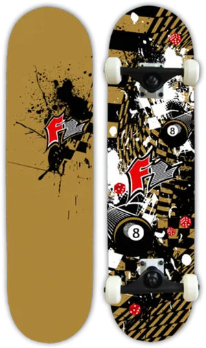 Graphic Design Skateboard Deck PNG Image