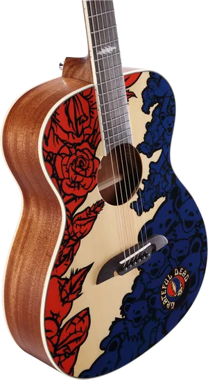 Grateful Dead Themed Acoustic Guitar PNG Image