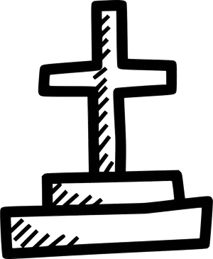 Graveyard Cross Sketch PNG Image