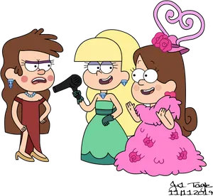 Gravity Falls Characters Dressed Up PNG Image