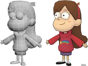 Gravity Falls Mabel3 D Model Comparison PNG Image