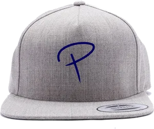 Gray Flat Brim Capwith Blue Logo PNG Image