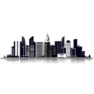 Grayscale City Skyline Png Jvq74 PNG Image