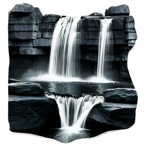 Grayscale Waterfall Scene Png 73 PNG Image