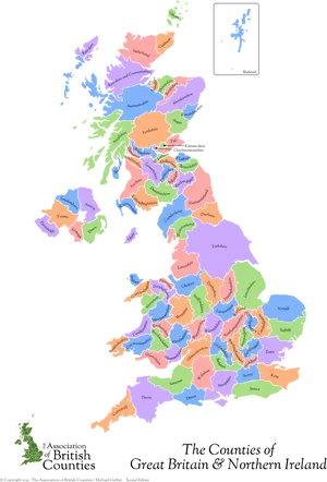 Great Britainand Northern Ireland Counties Map PNG Image