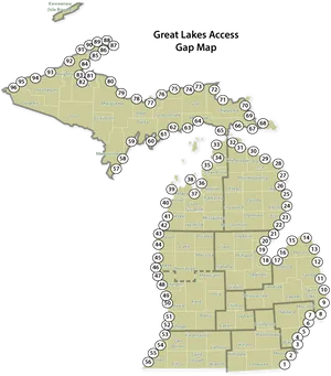 Great Lakes Access Gap Map PNG Image