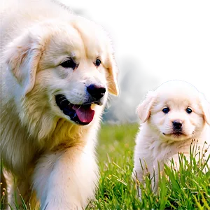 Great Pyrenees With Puppies Png Mmw PNG Image