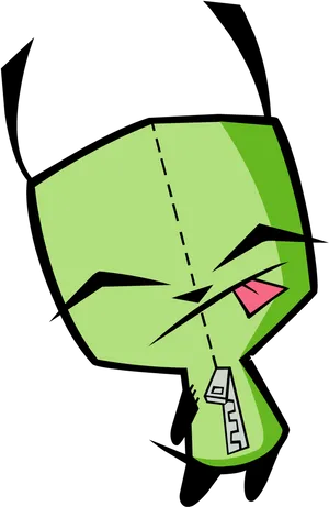 Green Alien Robot Cartoon Character PNG Image