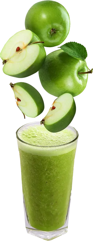 Green Apple Juice Freshness PNG Image