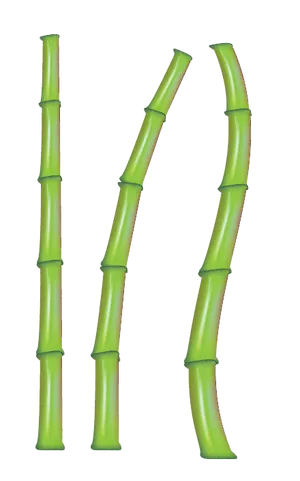 Green Bamboo Stickson Black Background PNG Image