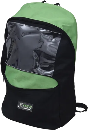 Green Black Backpackwith Reflective Panel PNG Image