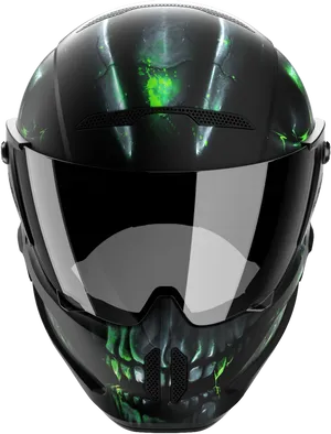 Green Black Graphic Motorcycle Helmet PNG Image