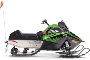 Green Black Snowmobile Profile View PNG Image