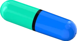 Green Blue Capsule Pill PNG Image