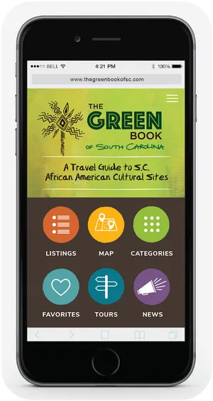 Green Book Travel App Screen PNG Image