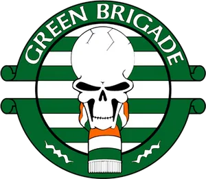 Green Brigade Skull Logo PNG Image