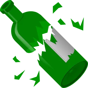 Green Broken Glass Bottle PNG Image