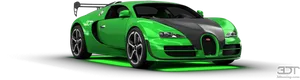 Green Bugatti Veyron Sportscar PNG Image