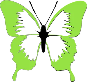 Green Butterfly Silhouette Faces PNG Image