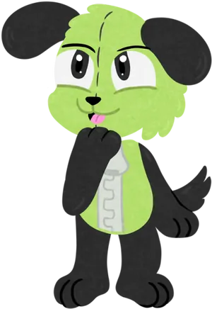 Green Cartoon Dogwith Lab Coat PNG Image