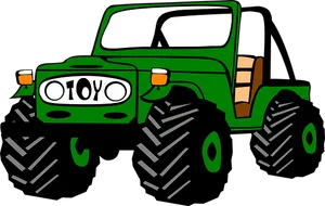 Green Cartoon Jeep Illustration PNG Image