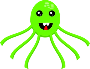 Green Cartoon Octopus PNG Image