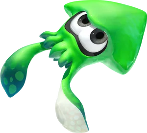 Green_ Cartoon_ Squid_ Character PNG Image