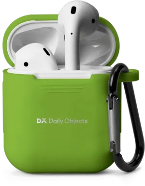 Green Case Airpodswith Carabiner PNG