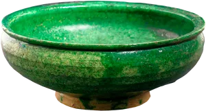 Green Ceramic Bowl Vintage PNG Image