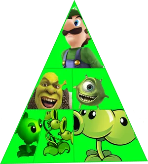 Green_ Character_ Collage_ Triangle PNG Image