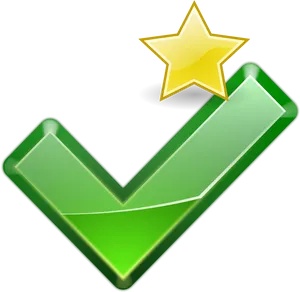 Green Checkmarkwith Gold Star PNG Image