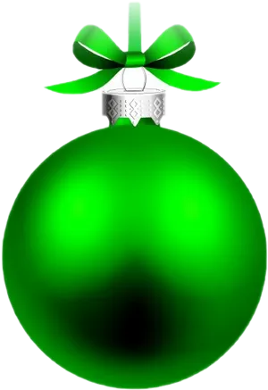 Green Christmas Ornamentwith Bow PNG Image